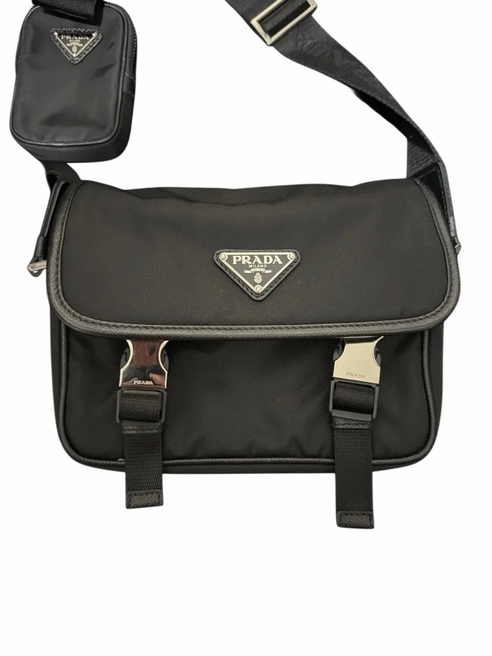 Prada Black Nylon Messenger Bag with Adjustable Strap